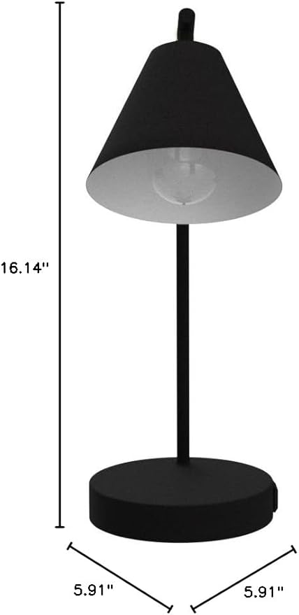 Industrial Dimmable Desk Lamp with 2 USB Charging Ports AC Outlet, Touch Control Bedside Nightstand Reading Lamp Flexible Head, Black Metal Table Lamp for Bedroom Office Living Room, Bulb Included