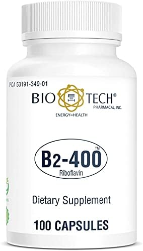 Bio-Tech Pharmacal B2-400, 100 gélules – Supplément entièrement naturel – Favorise la clarté et la productivité – Sans produits laitiers, poisson, gluten, arachides, crustacés, OGM et soja – Sans colorants artificiels