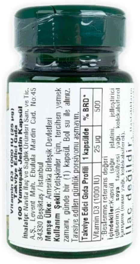 Nature's Bounty Vitamine D3 1000 UI Soutien Immunitaire, 120 Gélules (Lot de 1)
