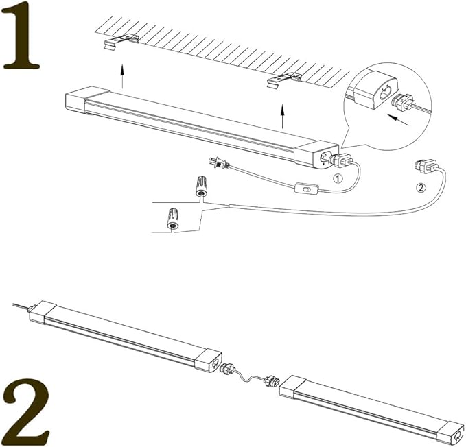 Airand Utility LED Shop Lights Fixture 4FT 2FT with Plug Linkable, 2PCS Water-Proof led Closet Lights 5000K Under Cabinet Lighting, Tube Lights 36W for Garage Kitchen Bathroom Workbench