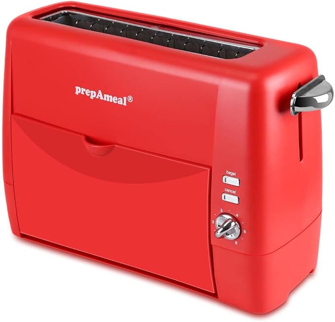 Long Slot Toaster 2 Slice Wide Slot Bread & Bagel Toaster (Red) | 1400W Slim Toaster, Red Toaster for for Waffles, Puff Pastry, Removable Crumb Tray, 6 Shade Settings, Bagel / Cancel