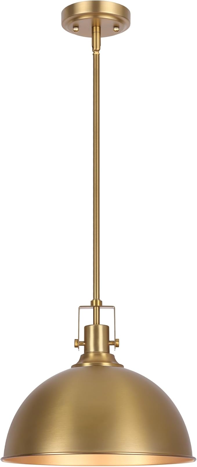 LamQee 13 Inch Brushed Gold Metal Pendant Light Kitchen Island, Farmhouse Modern Dome Pendant Light Fixtures Ceiling Hanging Lighting Chandelier for Dining Room Over Table, Bar, Hallway, Entryway