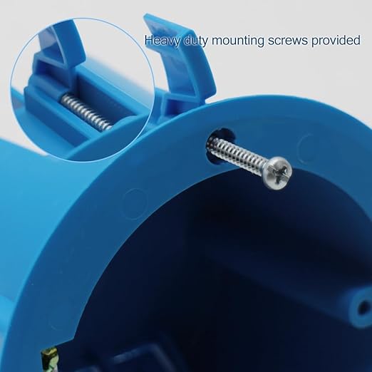 Round 18 Cubic Inch Outlet Box, PVC Old Work Round Electrical Ceiling Box,4-1/4" Outlet Box,Old Work Non-Metallic Ceiling Box,1-Gang,Blue(12 Pack)