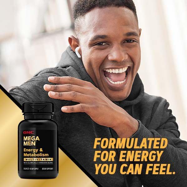 GNC Mega Men Énergie et Métabolisme Multivitamine | Antioxydants et Combustion Accrue de Calories | 90 Comprimés