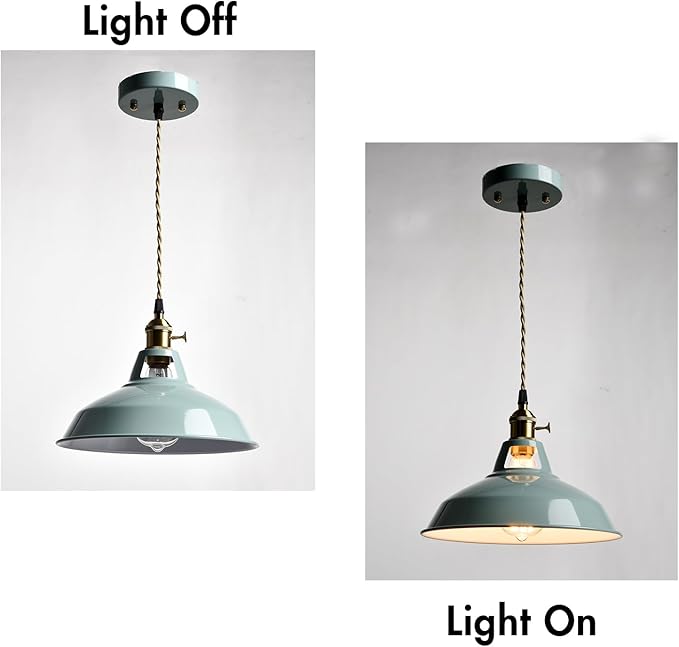 CLAXY Modern Pendant Light Kitchening Hanging Light Fixture Sea Blue Dome Shade with Adjustable Height Pendant with Switch for Bar Loft Bedroom Dining Restaurant