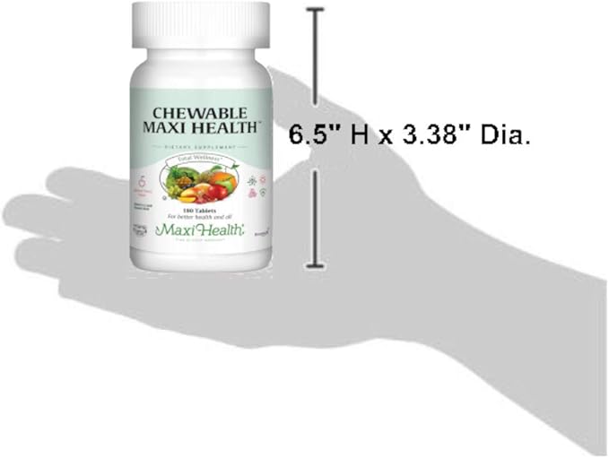 Maxi Health Multivitamine à croquer pour enfants, adolescents et adultes - Vitamines à croquer saveur cerise pour adultes et enfants - Multivitamine casher pour enfants + fer (180 comprimés)