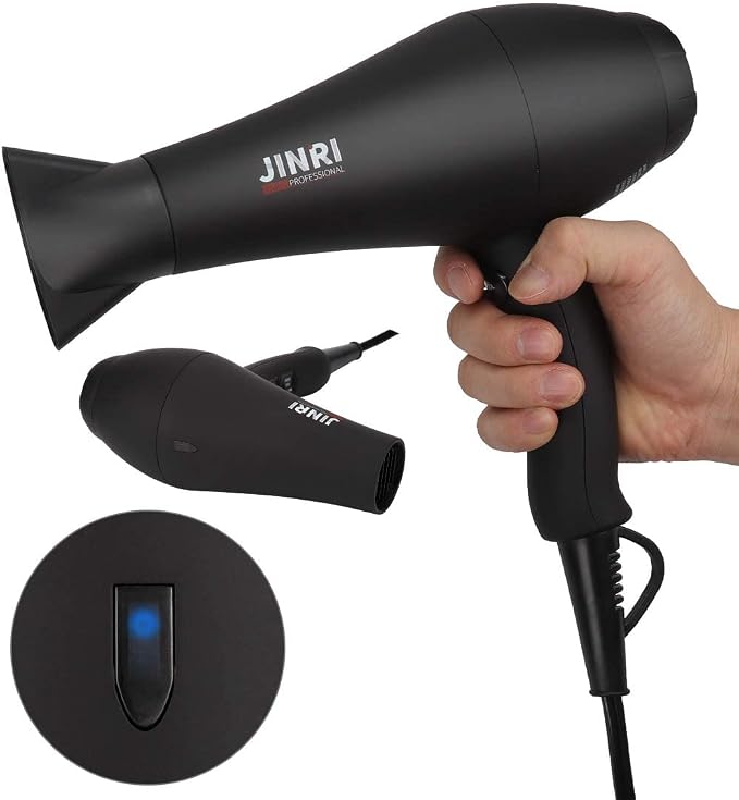 Hair Dryer 1875W, Negative Ionic Fast Dry Low Noise Blow Dryer, Professional Salon Hair Dryers with Diffuser, Concentrator, Styling Pik, 2 Speed and 3 Heat Settings (Bk)