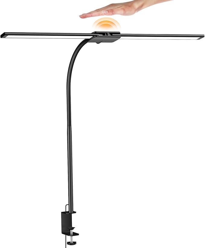 Syrinx Eye-Caring LED Desk Lamp, Modern Architect Desk Lamp with Gesture Switch/Wired Control, Ultra Bright Desk Light with Memory/Timer, 50 Adjustable Lighting Modes for Home Office Crafting Reading