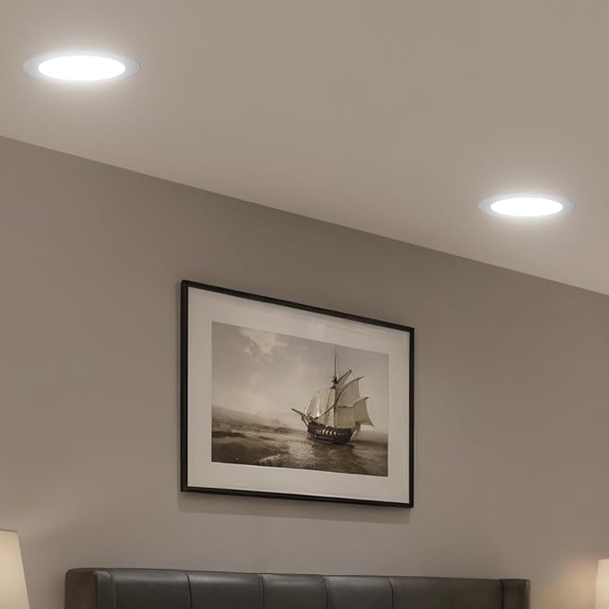 Amico 48 Pack 6 Inch 5CCT Ultra-Thin LED Recessed Light with Junction Box, 2700K/3000K/3500K/4000K/5000K Selectable, 12W Eqv 110W 1050LM Brightness Dimmable Canless Wafer Downlight, ETL & FCC