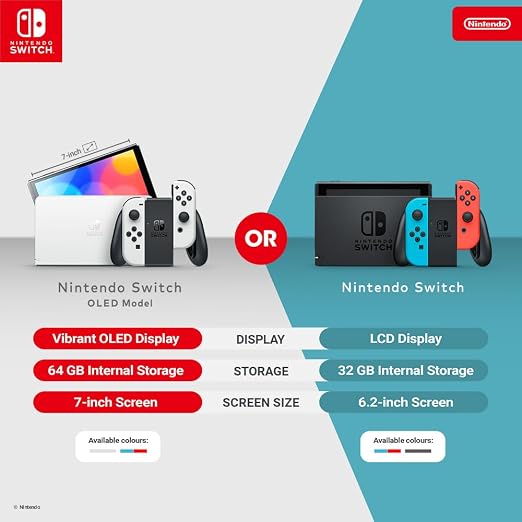 Nintendo Switch (OLED Model) - Neon Blue/Neon Red (Renewed)