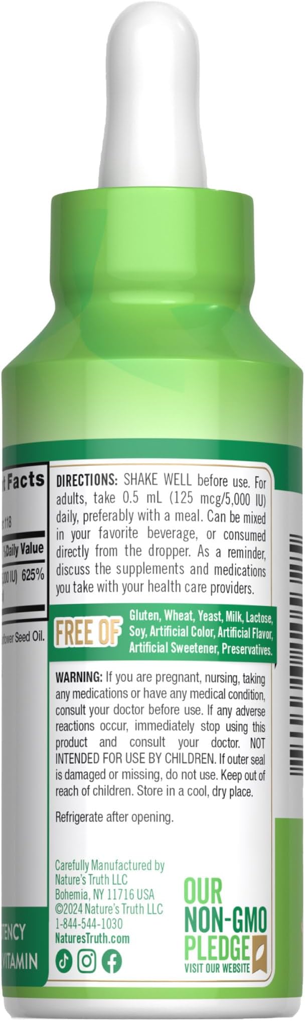 Nature's Truth Vitamine D3 Liquide | 5000 UI | 59 ml | Complément sans OGM et sans gluten
