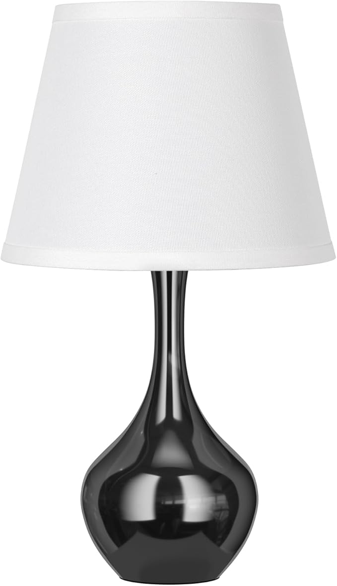 Seealle Touch Table Lamp for Bedroom, 3-Way Dimmable Small Bedside Lamps for Night Stands with Wires, Gloss Black Desk Lamp for Kids Room, Office, Living Room, End Table(LED Bulb Included)