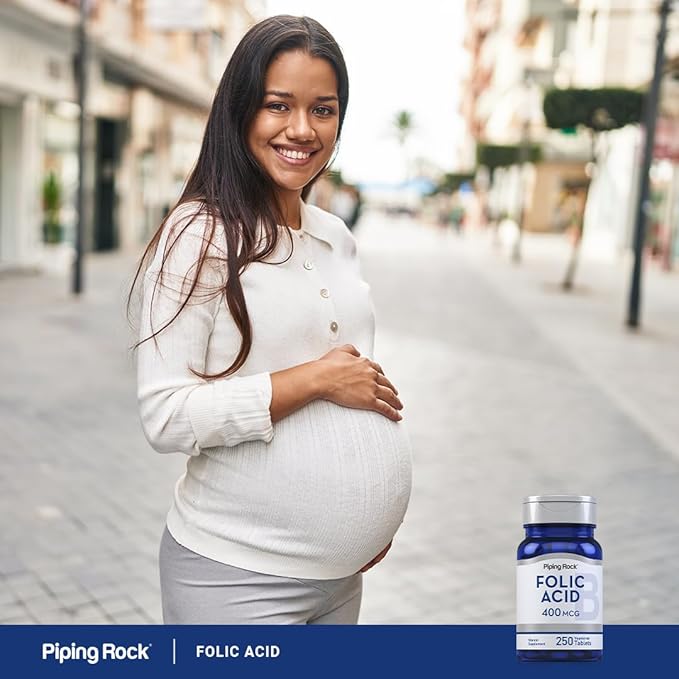 Piping Rock Folic Acid | 400mcg | 250 Vegetarian Tablets | Non-GMO, Gluten Free Supplement