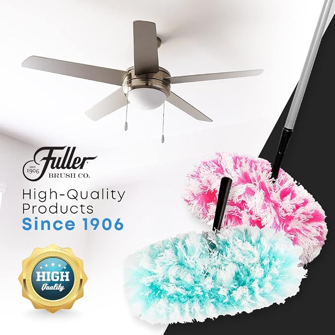 Fuller Brush Fuzzy Fan Duster – Dust & Clean Ceiling Fans, Walls, Woodwork – Polystatic & Microfiber Grabs & Holds Dust, Lint, Cobwebs & Dirt - Fan Duster Head Only (Pink)
