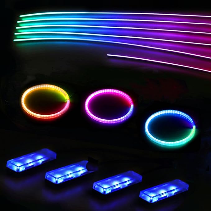 Acrylic Interior Car LED Strip Lights, Colorful 22-in-1 Car Ambient Lighting Kit, with APP Control, 622 LED Fiber Optic Strip Lights for Cars, Supports Neon Sync with Music DIY Mode.