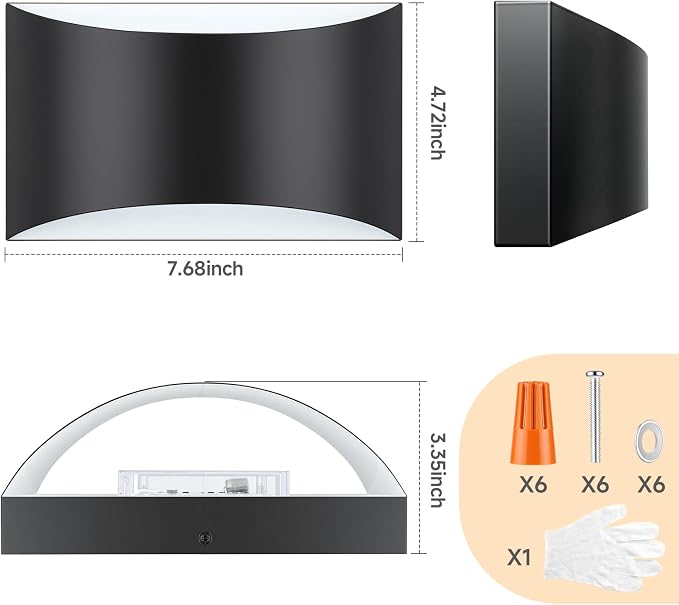 MATAMEYE Modern LED Wall Sconce Set of 2, Matte Black Indoor Wall Lighting Fixture with 3 Colors Temperatures, 10W Up/Down Hardwired Wall Mount Lamp for Bedroom Living Room Hallway