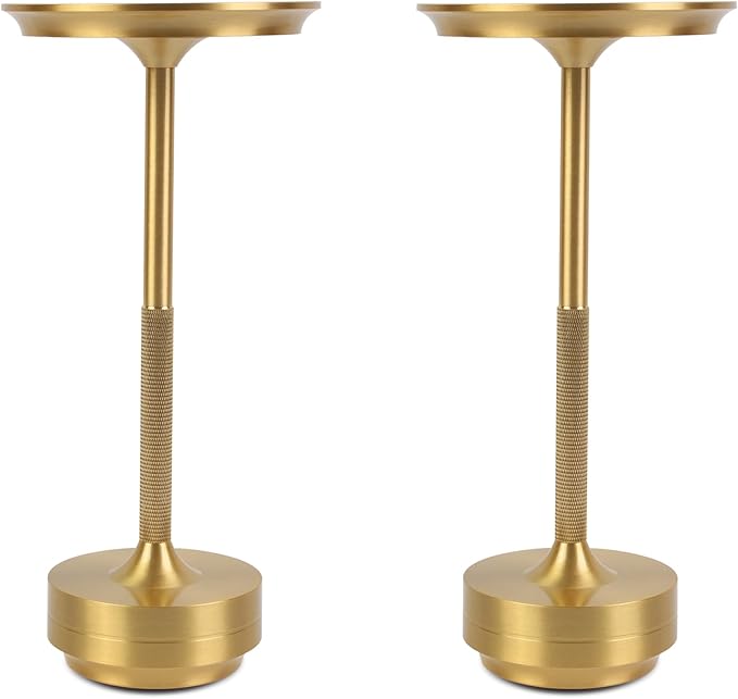 Rechargeable Cordless Table Lamp Set of 2, Portable Battery Operated LED Table Light, 3 Color Stepless Dimming with Touch Sensor & Memory Function for Outdoor Camping Patio café Restaurant Bars, Gold