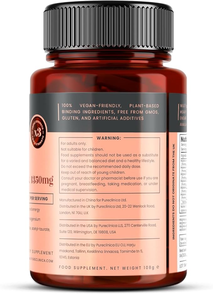 Double Strength Magnesium Whole Body Complex 1350mg x 360 Caplets (4 Bottles of 90) – 247mg Elemental Magnesium – 6 Superior Forms for Muscle, Heart, Brain & Bone Support – 12 Months Supply