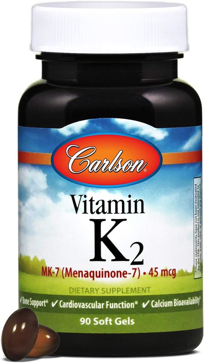 Carlson - ビタミンK2 MK-7(メナキノン)、45mcg、骨サポート、カルシウム吸収、ビタミンK2、90ソフトジェル