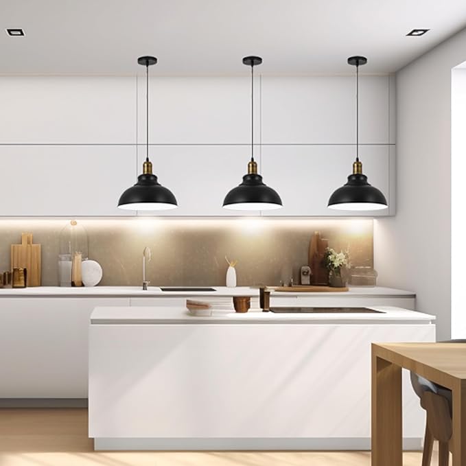 Battery Operated Pendant Lights,Rechargeable Pendant Light with Remote,Black Gold Pendant Light Fixtures for Kitchen Island,Modern Industrial Hanging Lights for Dining Room Hallway Entryway(2 Pack)