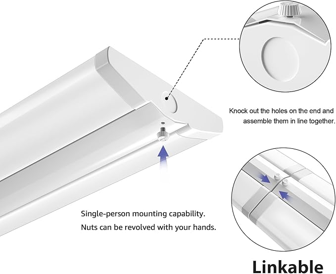 ANTLUX Ultra Slim 4FT LED Wraparound Light, 50W 4 Foot Shop Lights for Garage, No Glare, 5600LM, 4000K, Compact Flush Mount Ceiling Fixtures for Kitchen Workshop, Fluorescent Tube Replacement, 6 Pack