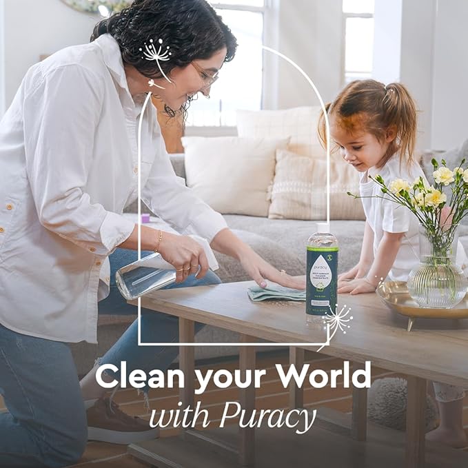 Puracy マルチサーフェスクリーナー濃縮液 - 植物由来の毎日使える多目的クリーナー - TikTokで話題の天然万能クリーニングソリューション(オーガニックレモングラス、473ml)