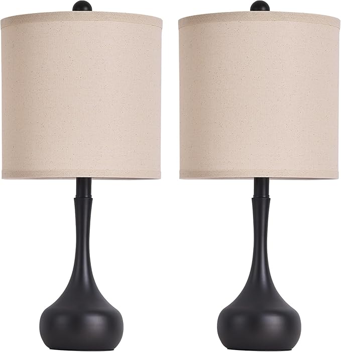 23" Farmhouse Table Lamp Set of 2, Rustic Metal Bedside Lamps for Bedroom, Living Room, Office, Dorm - 3-Way Color Changing, Bulb Included, Home Decor