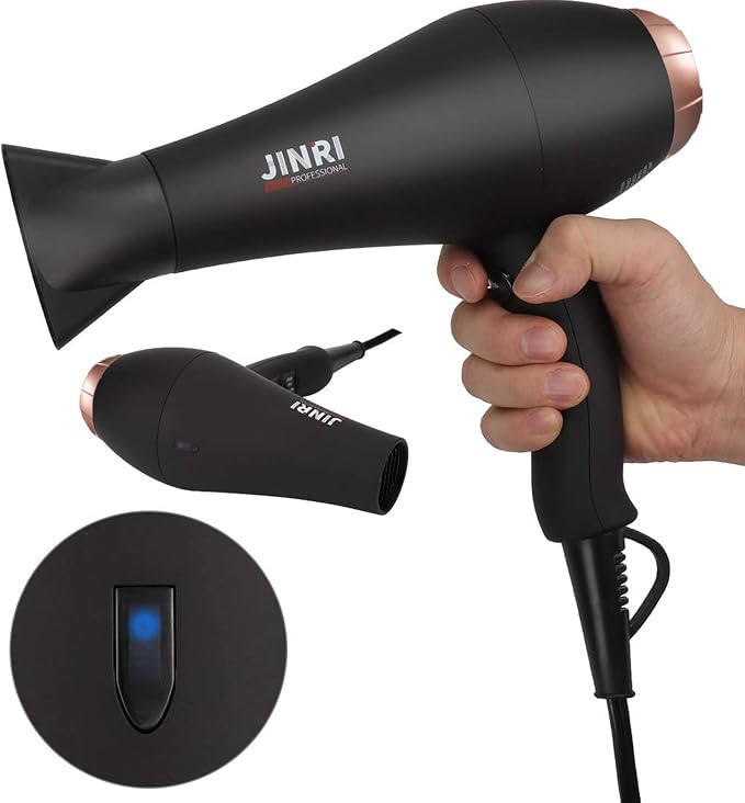 Hair Dryer 1875W, Negative Ionic Fast Dry Low Noise Blow Dryer, Professional Salon Hair Dryers with Diffuser, Concentrator, Styling Pik, 2 Speed and 3 Heat Settings