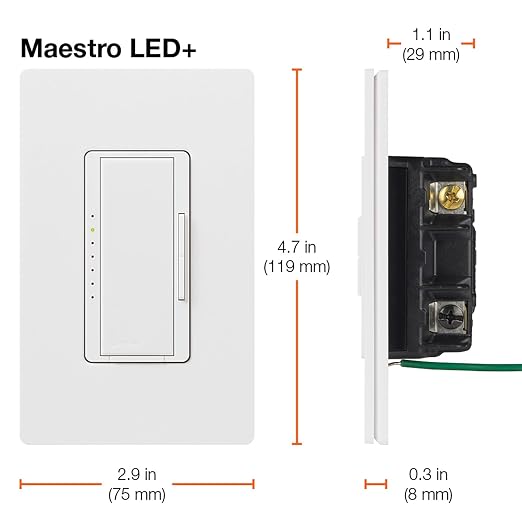 Lutron Maestro LED+ Dimmer Switch for Dimmable LED, Halogen and Incandescent Bulbs, 150W/Single-Pole or Multi-Location, MACL-153M-WH, White (6-Pack)
