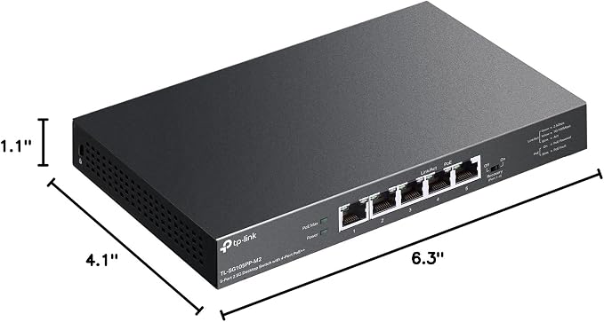 TP-Link TL-SG105PP-M2 - 5 Port 2.5 Gigabit Switch, Multi-Gigabit, 4 PoE++ Ports @123W, Fanless Metal Design, Plug & Play, PoE Auto Recovery, QoS & IGMP, Free Expert Help