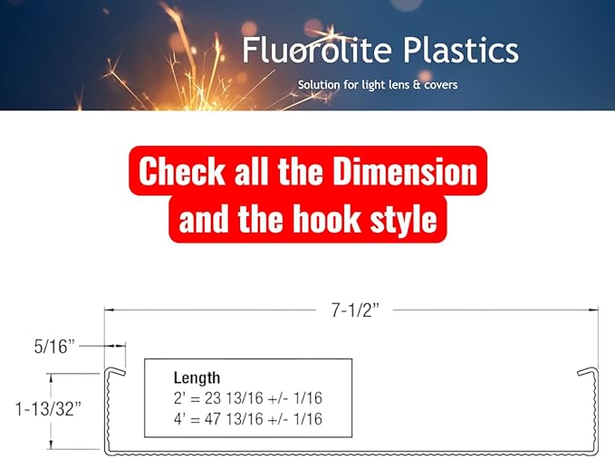 FP FLUOROLITEPLASTICS WE'VE GOT YOU COVERED Wrap Around Light Cover 47-13/16″ (L) x 7 1/2″ (Between the Hooks 6 3/4″(W)) x 1-13/32″(Depth) (F-2356)