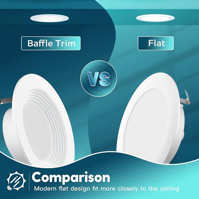 FREELICHT 48 Pack 4 Inch Retrofit LED Recessed Lighting, Selectable 2700K/3000K/4000K/5000K/6000K, Dimmable Flat LED Can Lights, 7W=60W, 700LM, IC & Damp Rated, ETL & FCC, White