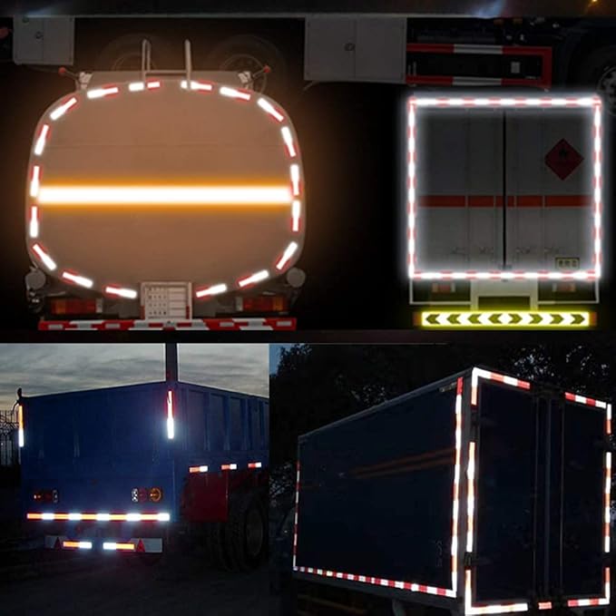 WAENLIR 2 inch x 160Feet Dot Reflective Tape Outdoor Waterproof High Visibility Safety Tape, Red and White Adhesive Conspicuity Tape for Trailer, Cars, Trucks, Cinta reflectiva para camiones