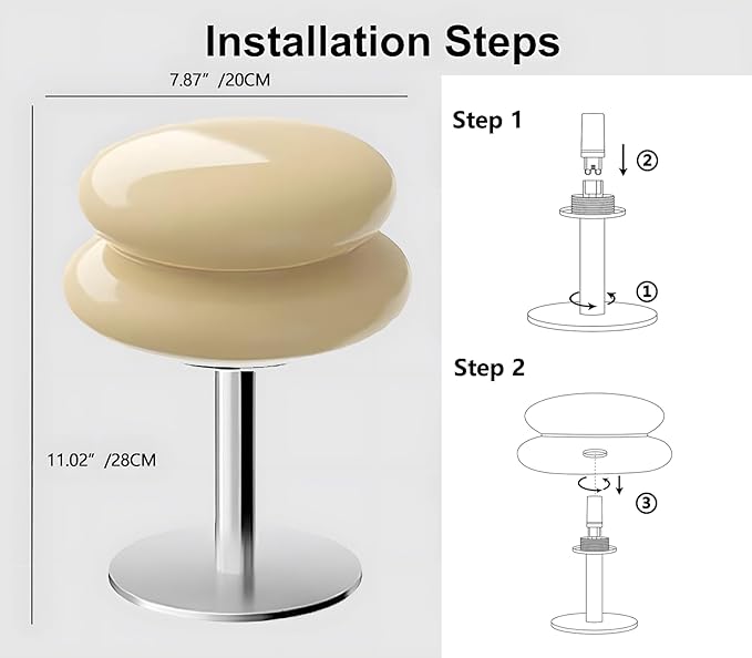 Glivpny Mushroom Lamp Table Lamp for Night Stands,Mid Century Modern Desk Lamps for Bedroom, Vintage Dimmable Bedside Small Cute Lamps, Cool Aesthetic House Warming Gifts New Home Decor(White)