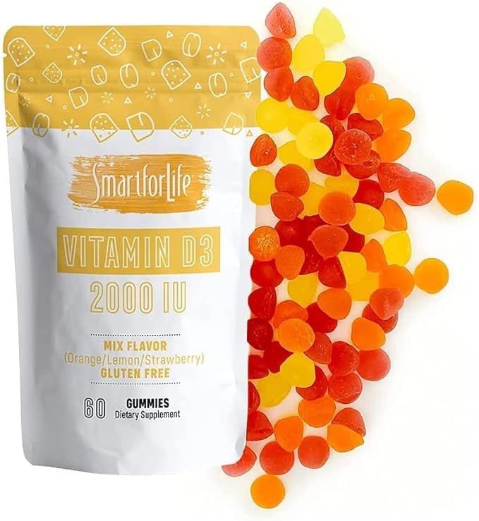 Gummies de vitamine D3 Smart for Life - Vitamine D3 à absorption élevée - Idéales pour le soutien immunitaire et la solidité des os - Gummies de vitamine D pour adultes ou enfants - 60 unités