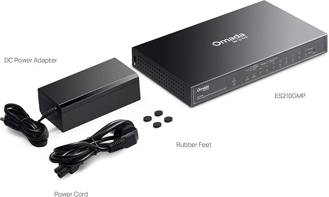 TP-Link Omada 8 Port Gigabit Easy Managed, PoE Switch, 123W Budget, PoE+ Compliant, Up to 250m PoE Distance, Auto Recovery, VLAN, Auto Loop Prevention, Fanless, Managed by Omada(ES210GMP)