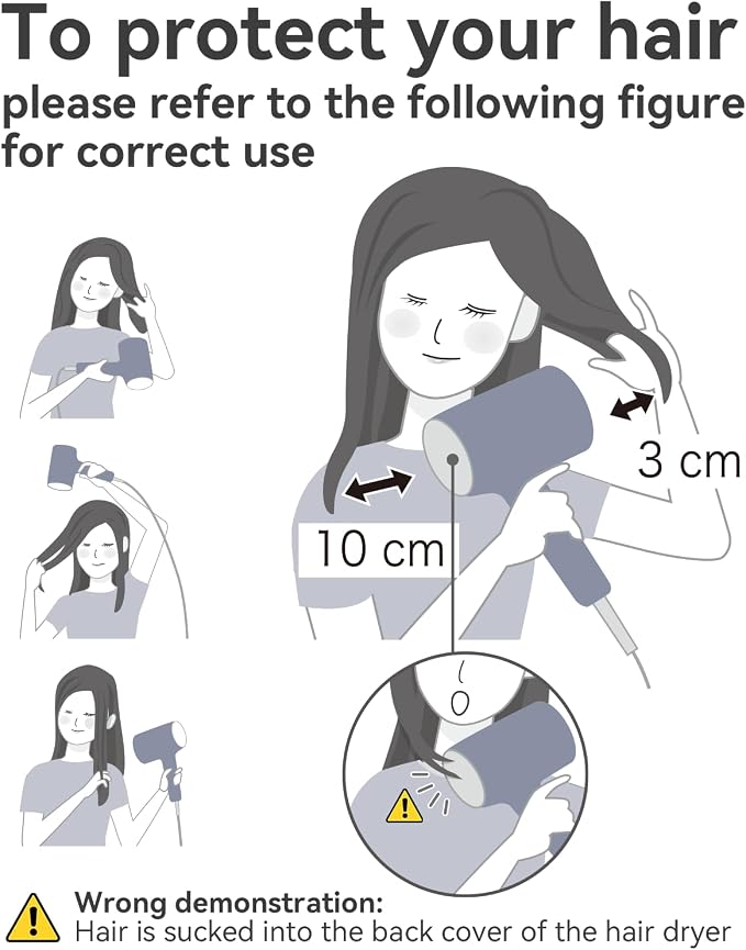 Hair Dryer with Diffuser, CONFU Ionic Blow Dryer 1600W, Portable Lightweight Fast Drying Negative Ion Hairdryer, 3 Heat Settings with Diffuser and Concentrator Nozzle for Home & Travel