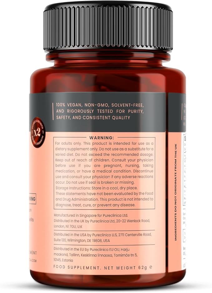 pureclinica Vitamine D3 + K2 (MK-7) double dose – 5 000 UI D3 + 100 µg K2 x 90 gélules végétaliennes – D3 de lichen et MK-7 de natto d'origine végétale – Absorption améliorée avec de l'huile TCM – 3 mois d'approvisionnement