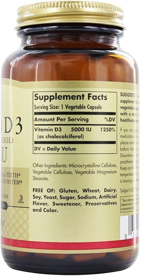 SOLGAR B-Complex 100", 100 gélules végétales - Santé cardiaque - Système nerveux & Vitamine D3 (cholécalciférol) 125 µg (5000 UI), 240 gélules végétales - Aide à maintenir