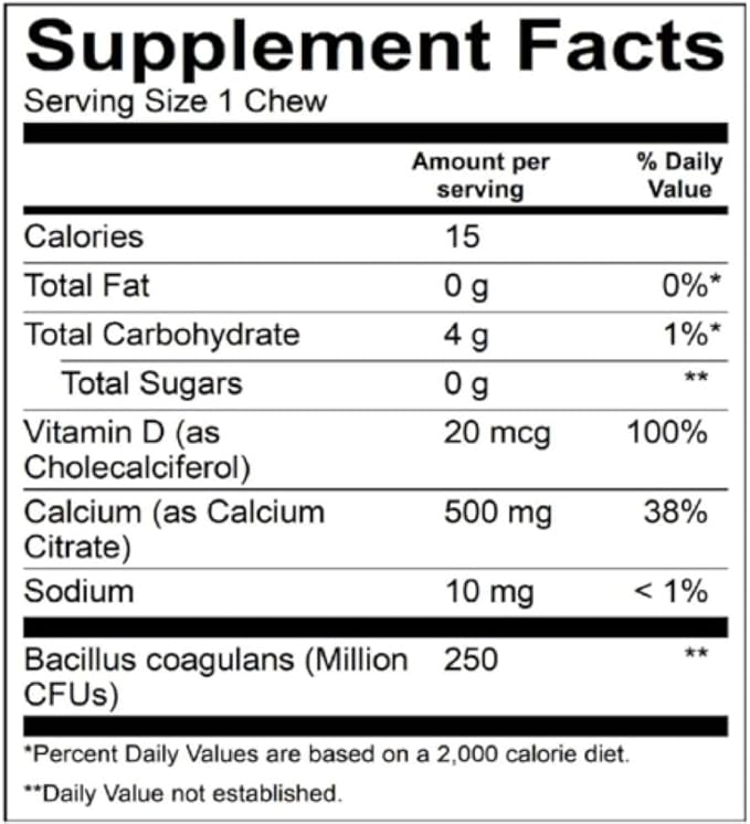 BariatricPal Sugar-Free Calcium Citrate Soft Chews | 500mg with Vitamin D & Probiotics | French Caramel Vanilla | 90 Count (1 Month Supply)