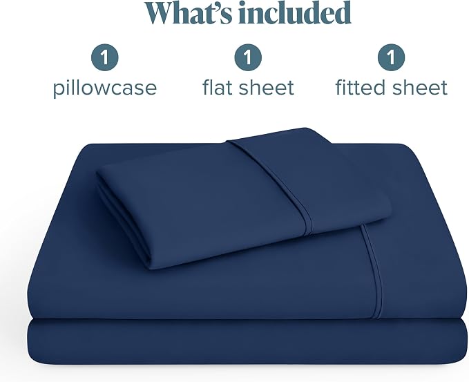 Bare Home Twin XL Sheet Set - 1800 Ultra-Soft Microfiber Twin Extra Long Bed Sheets - Double Brushed - Deep Pockets - Easy Fit - 3 Piece Set - Bedding Sheets & Pillowcases (Twin XL, Dark Blue)