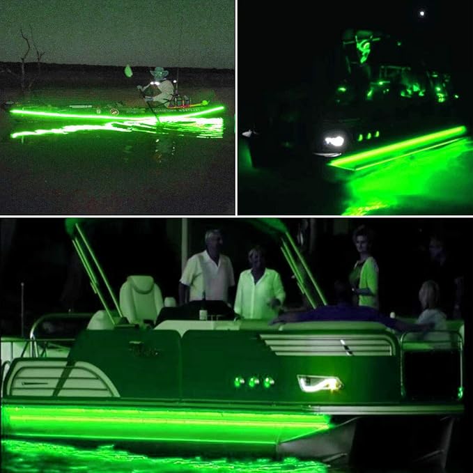 Seaponer Pontoon Boat Light - LED Strip for Duck, Bass, Sail, Kayak - Flexible Deck & Interior Courtesy Lights - Green, 12v