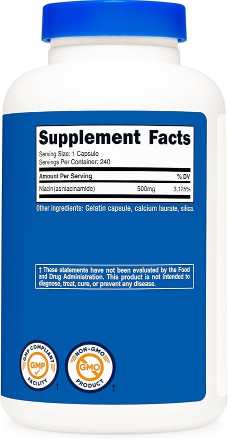 Nutricost Niacinamide (Vitamine B3) 500 mg, 240 gélules (2 flacons)