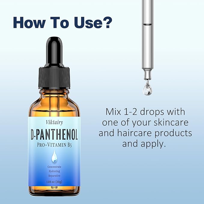 D-Panthenol Liquid (1oz, 30g), Concentrate Pro-vitamin B5 Raw Active Ingredient for Skin Hydration, Cosmetic Grade Dexpanthenol for DIY Face, Hair, Nails and Skincare Serum, Moisture Cream