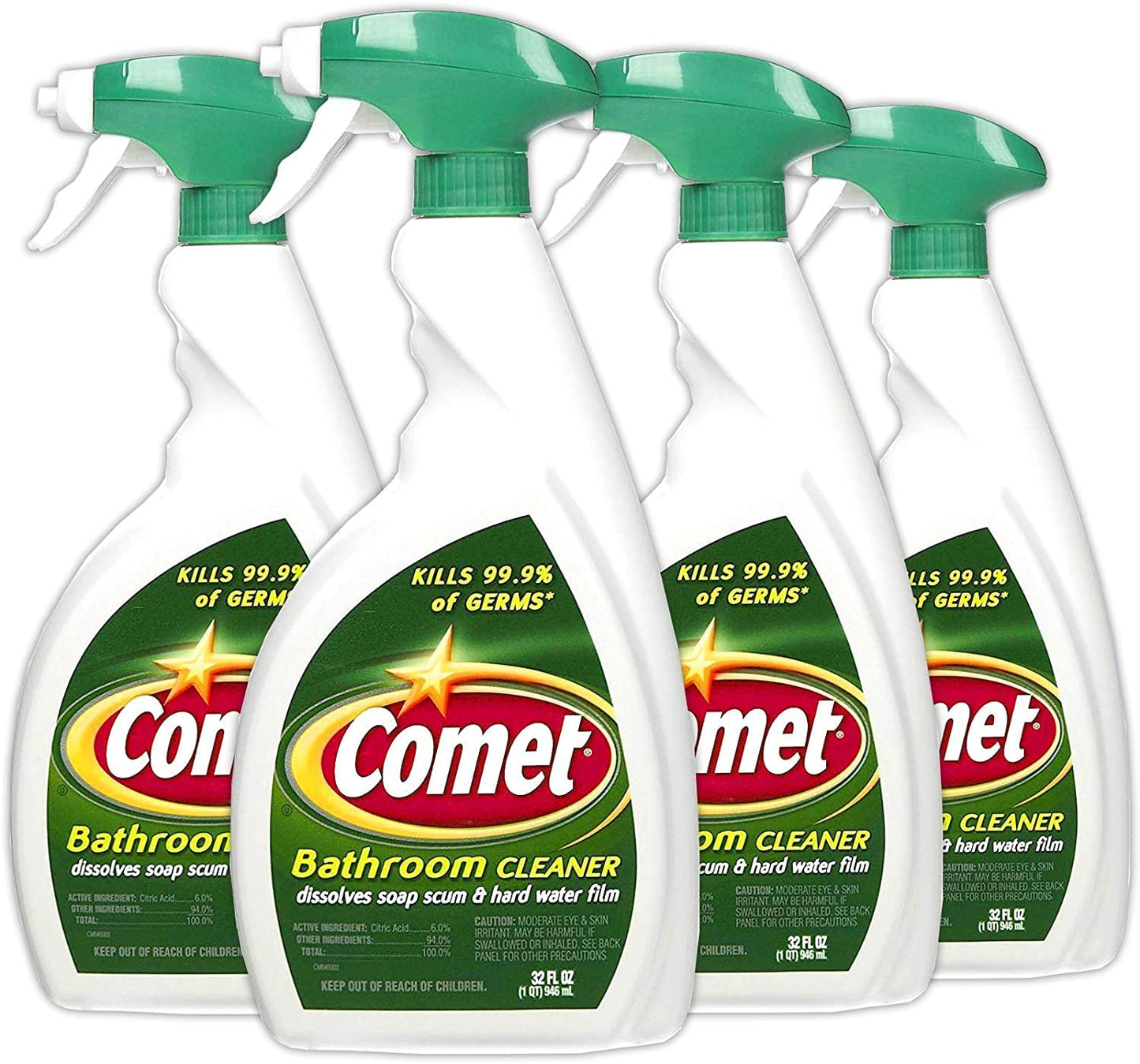 Comet バスルームクリーナースプレー - 石鹸カスと水垢を分解 32oz (4本パック)