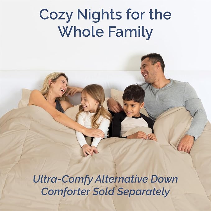 Split King 7 Piece Sheet Set - Comfy Breathable & Cooling - Ultra-Soft Hotel Luxury Bedding Set w/ 8-16 Inch Deep Pockets - 1 Flat & 2 Fitted Sheet & 4 Pillowcases - Wrinkle Free & Easy Care - Cream