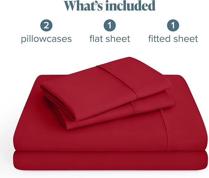 Bare Home King Sheet Set - 1800 Ultra-Soft Microfiber King Bed Sheets - Double Brushed - Deep Pockets - Easy Fit - 4 Piece Set - Bedding Sheets & Pillowcases (King, Red)