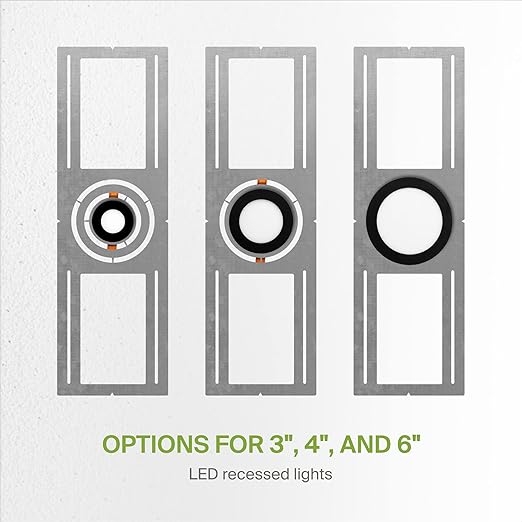 ASD 6 Pack New Construction Mounting Plate Round Hole - 3/4/6 Inch Flat Galvanized Steel Wafer Light Rough in Plate, Universal Light Fixture Mounting Bracket for LED Recessed Lighting