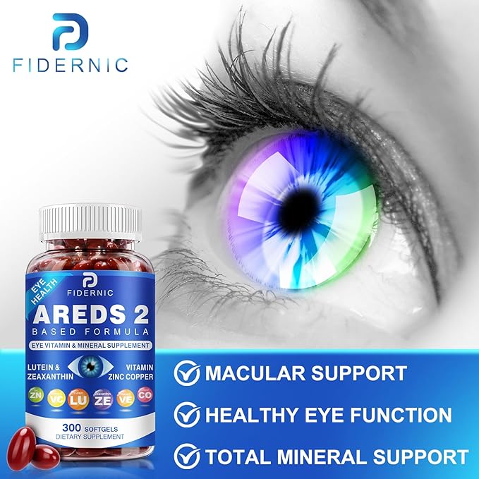 AREDS 2 Eye Vitamin & Mineral Supplement — Lutein and Zeaxanthin Supplement, Vitamin C & E, Zinc & Copper for Blue Light Protection, Eye Health Support, Eyebright , Eye Doctor Trusted — 300 Softgels