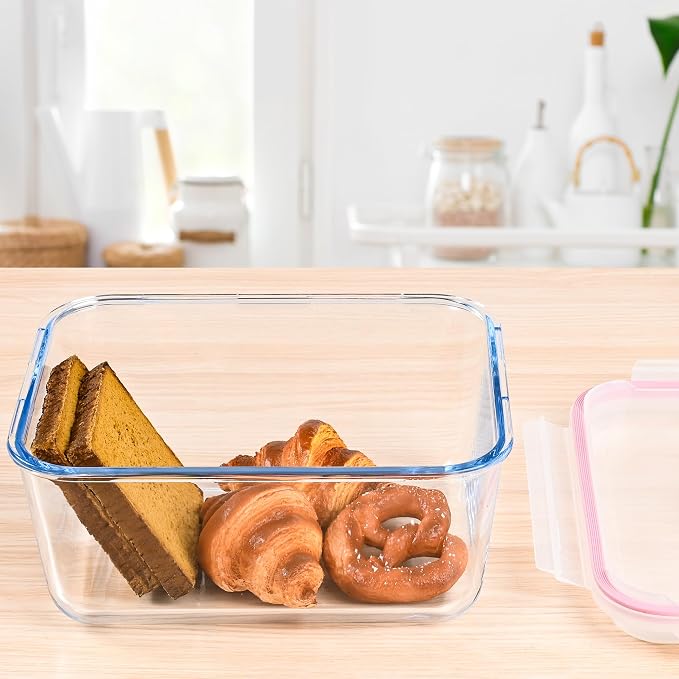 LOVYANXUE 190oz / 24Cup Extra Large Glass Storage Containers with Lids, Glass Bread Box Airtight Bread Container, Ideal Food Storage Containers, Roasting Turkey/Chicken/Cookie, Oven&Dishwasher Safe